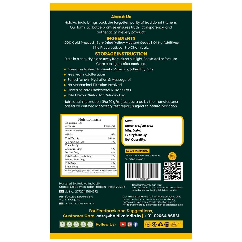 Black Mustard Oil | Haldiva India